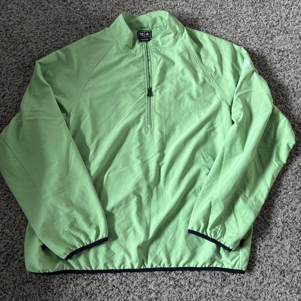 Adidas Mens 2XL Light Green 1/4 Zip Pullover Jacket Lightweight Windbreaker With